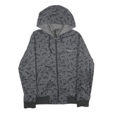 BLACK BOX Mens Grey & Black Camouflage Hoodie Jacket S Woven Zip Hooded Casual