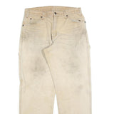 DICKIES Mens Jeans Beige Regular Straight Denim W33 L32 Workwear Utility Zip