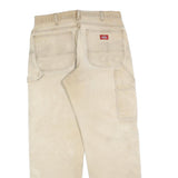 DICKIES Mens Jeans Beige Regular Straight Denim W33 L32 Workwear Utility Zip