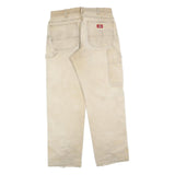 DICKIES Mens Jeans Beige Regular Straight Denim W33 L32 Workwear Utility Zip