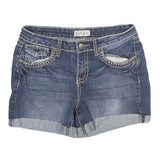 EARL JEAN Womens Denim Blue Casual Shorts M W28 Cuffed Hem Stitch Detail