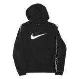 NIKE Boys Black Cotton Blend Hoodie XL Swoosh Logo Pullover Sweatshirt