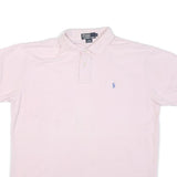 POLO RALPH LAUREN Mens Pink Short Sleeve Plain Polo Shirt L Cotton Blend Casual