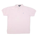 POLO RALPH LAUREN Mens Pink Short Sleeve Plain Polo Shirt L Cotton Blend Casual