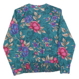 ALFRED DUNNER Womens Green Floral Printed Blouse Long Sleeve Round Neck S