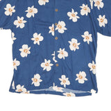 PINAPPLE MOON Mens Blue & White Floral Cotton Blend Shirt M Summer Casual