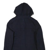 MUSTO Womens Navy Blue Wool Blend Duffle Jacket S Hooded Button Closure