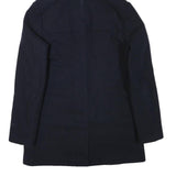 MUSTO Womens Navy Blue Wool Blend Duffle Jacket S Hooded Button Closure