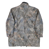 Womens Grey Abstract Print Quilted Jacket XL Polyester Blend Button Closure