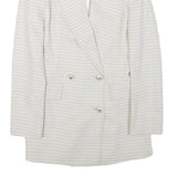 ZARA Womens White & Blue Checked Double Breasted Blazer Jacket XS Polyester