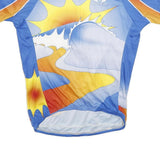 VOLEA Mens Blue Yellow Red Graphic Polyester Cycling T-Shirt L Short Sleeve Crew