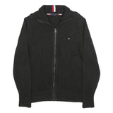 TOMMY HILFIGER Mens Black Pullover Plain Crew Neck Basic Knit M Cotton Blend