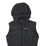 JACK WOLFSKIN Womens Black Outdoor Gilet S Polyester Blend Hooded Quilted