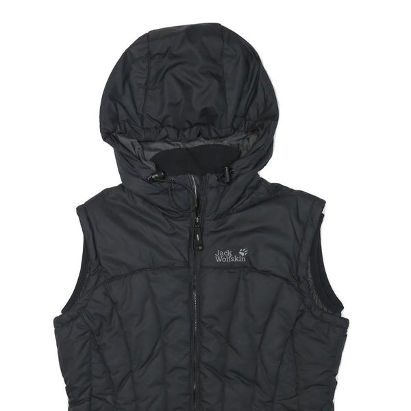 JACK WOLFSKIN Womens Black Outdoor Gilet S Polyester Blend Hooded Quilted
