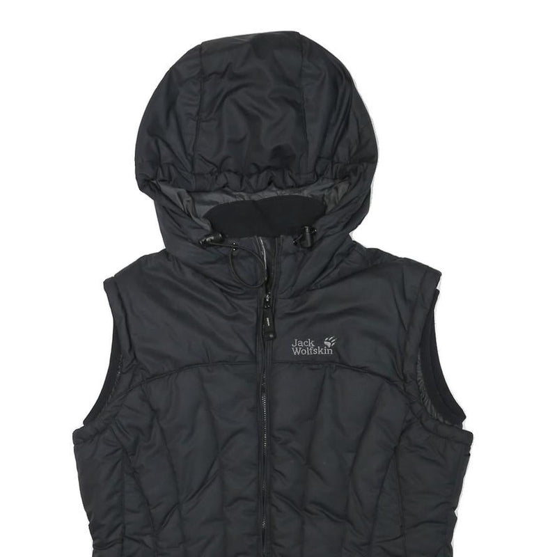 JACK WOLFSKIN Womens Black Outdoor Gilet S Polyester Blend Hooded Quilted