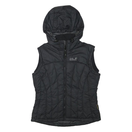 JACK WOLFSKIN Womens Black Outdoor Gilet S Polyester Blend Hooded Quilted