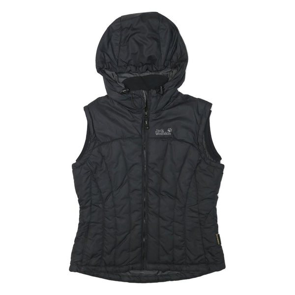 JACK WOLFSKIN Womens Black Outdoor Gilet S Polyester Blend Hooded Quilted