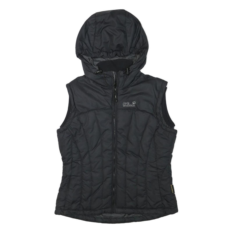 JACK WOLFSKIN Womens Black Outdoor Gilet S Polyester Blend Hooded Quilted