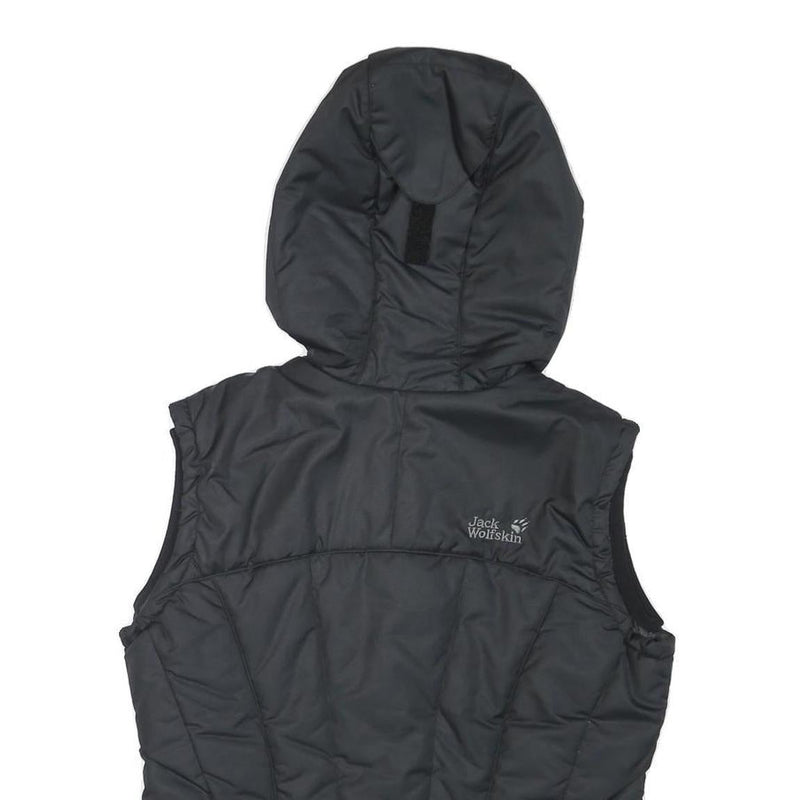 JACK WOLFSKIN Womens Black Outdoor Gilet S Polyester Blend Hooded Quilted