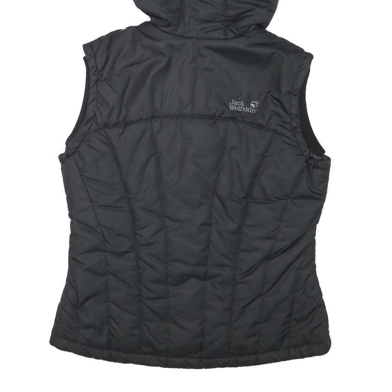 JACK WOLFSKIN Womens Black Outdoor Gilet S Polyester Blend Hooded Quilted