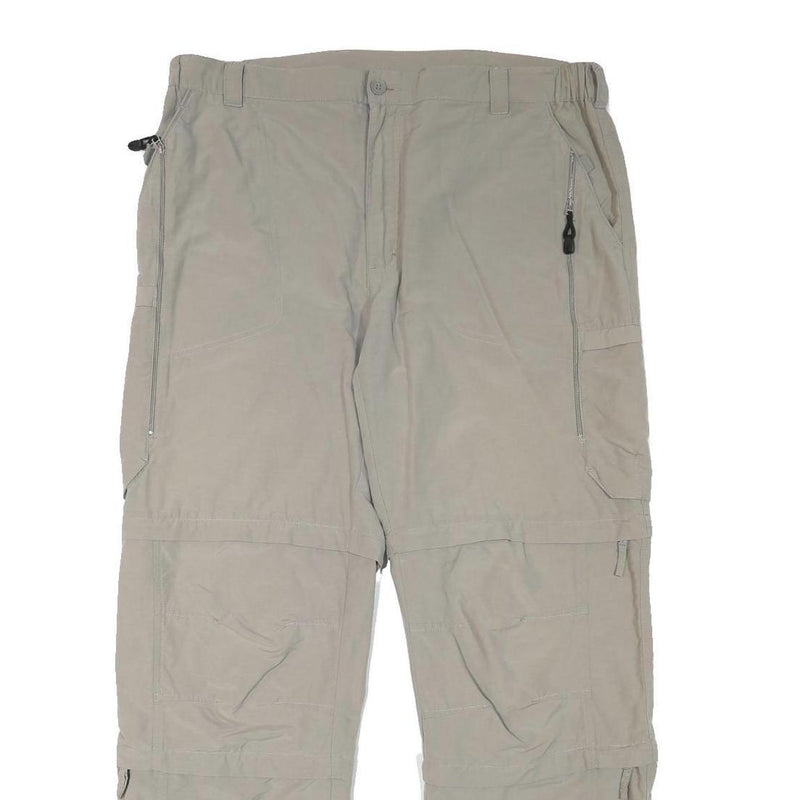 RODEO Mens Polyester Blend Beige Relaxed Straight Trousers W37 L31 Casual Zip