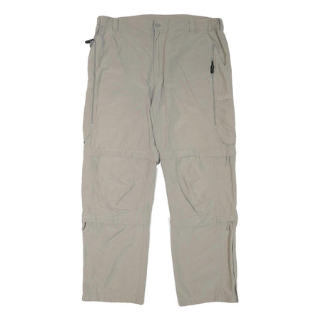 RODEO Mens Polyester Blend Beige Relaxed Straight Trousers W37 L31 Casual Zip