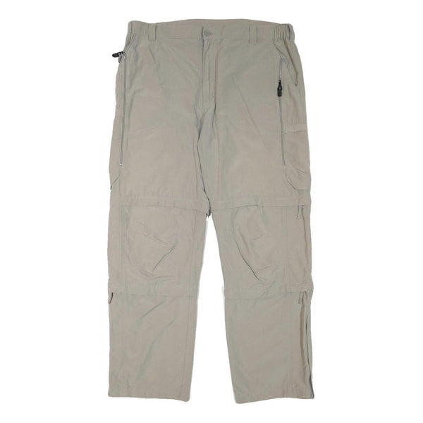 RODEO Mens Polyester Blend Beige Relaxed Straight Trousers W37 L31 Casual Zip