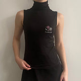 Unbranded Embroidered Rollneck - Small Black Cotton Blend