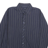 TED BAKER Mens Navy Blue Wavy Stripe Shirt M Cotton Long Sleeve Button