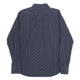 TED BAKER Mens Navy Blue Wavy Stripe Shirt M Cotton Long Sleeve Button
