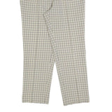 Womens Regular Fit Checked Zip Trousers Cream & Black W32 L30 Classic Casual