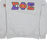 CHAMPION Mens Grey Greek Letters Crew Neck XL Applique Cotton Blend Sweatshirt