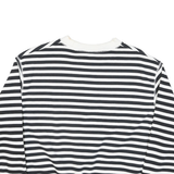 NIKE Womens Black & White Striped Crew Neck Sweatshirt S Cotton Blend Casual