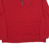 NAUTICA Mens Red & Navy 1/4 Zip 2XL Sweatshirt Cotton Blend Casual