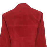 GAPELLE Womens Red Leather Button Jacket S Suede Classic Stylish Outerwear