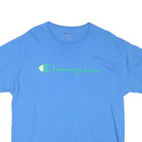 CHAMPION Mens Blue XL Short Sleeve Crew Neck Cotton Blend T-Shirt Logo Print
