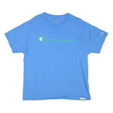 CHAMPION Mens Blue XL Short Sleeve Crew Neck Cotton Blend T-Shirt Logo Print