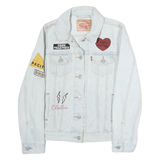 LEVI'S Womens Blue Denim Cotton Embroidered Jacket XS Button Closure