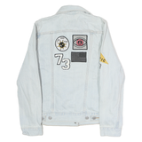 LEVI'S Womens Blue Denim Cotton Embroidered Jacket XS Button Closure