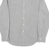 RALPH LAUREN Mens White & Black Striped Shirt M Classic Fit Cotton Blended Long