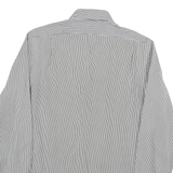 RALPH LAUREN Mens White & Black Striped Shirt M Classic Fit Cotton Blended Long