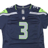 NIKE Womens Blue & Green Seahawks Wilson Football Shirt L Short Sleeve V-Neck