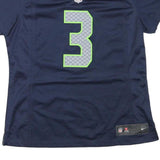 NIKE Womens Blue & Green Seahawks Wilson Football Shirt L Short Sleeve V-Neck