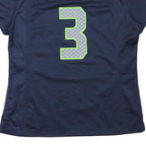 NIKE Womens Blue & Green Seahawks Wilson Football Shirt L Short Sleeve V-Neck