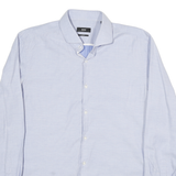 BOSS Mens Blue Slim Fit Shirt L Cotton Blend Business Formal Long Sleeve