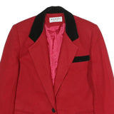 DUMAS Womens Red & Black Wool Button Jacket UK 12 Tailored Plain Stylish