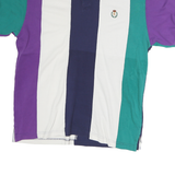 CHAPS RALPH LAUREN Mens Blue & Green & Purple & White Short Sleeve Striped L