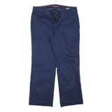 TOMMY HILFIGER Womens Cotton Blend Navy Blue Regular Straight Trousers W31 L25