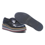 TOMMY HILFIGER Women's Striped Platform Lace-Up Leather Shoes Navy UK 5 Stylish