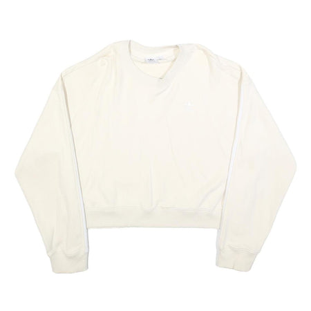 ADIDAS Womens Cream & White Crew Neck UK 16 Sweatshirt Cotton Blend Casual